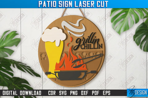 Patio Signs Laser Cut Bundle | Round Wall Signs | Porch Signs | Summer Design | CNC Files SVG Fly Design 