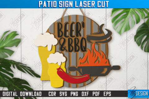 Patio Signs Laser Cut Bundle | Round Wall Signs | Porch Signs | Summer Design | CNC Files SVG Fly Design 