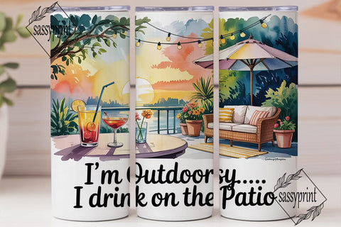 Patio Sunset Cocktails 20oz Tumbler Wrap Sublimation sassyprint 