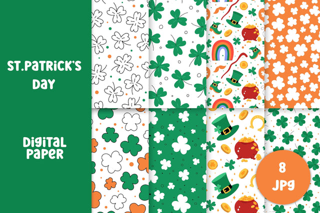 Patricks Day Digital Paper | St Patrick's Patterns JPG Bundle | Scrapbooking Paper Collection | Shamrocks, Clover, Leprechaun Hat Background Digital Pattern AnnaViolet_store 