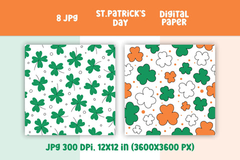 Patricks Day Digital Paper | St Patrick's Patterns JPG Bundle | Scrapbooking Paper Collection | Shamrocks, Clover, Leprechaun Hat Background Digital Pattern AnnaViolet_store 