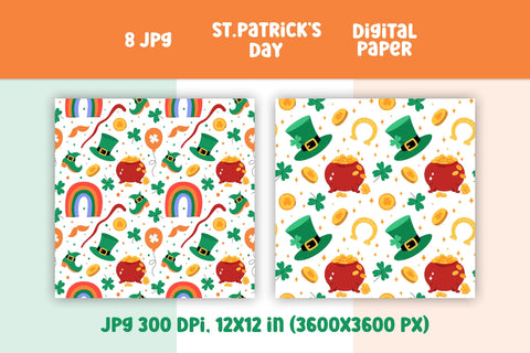 Patricks Day Digital Paper | St Patrick's Patterns JPG Bundle | Scrapbooking Paper Collection | Shamrocks, Clover, Leprechaun Hat Background Digital Pattern AnnaViolet_store 