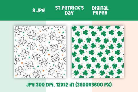 Patricks Day Digital Paper | St Patrick's Patterns JPG Bundle | Scrapbooking Paper Collection | Shamrocks, Clover, Leprechaun Hat Background Digital Pattern AnnaViolet_store 