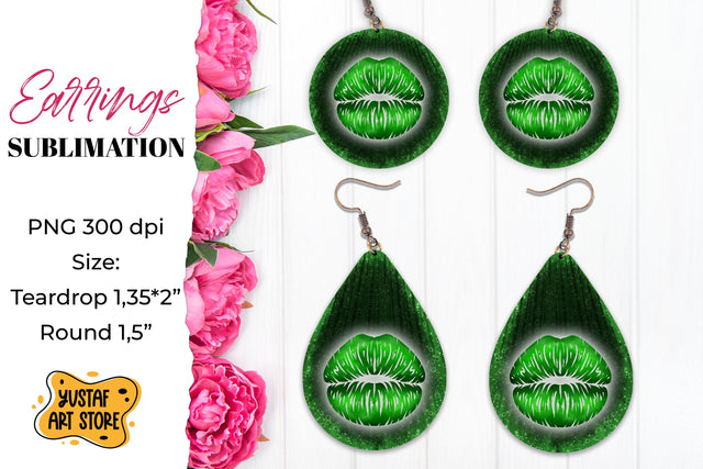 Patrick's Day Earrings Sublimation. teardrop and round Sublimation Yustaf Art Store 