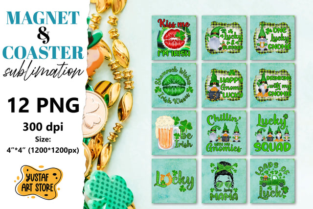 Patrick's day magnet bundle/Patrick's day coaster bundle Sublimation Yustaf Art Store 