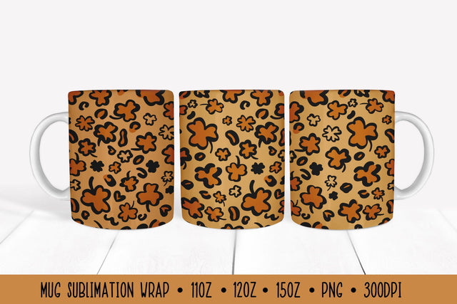Patrick’s Day Pattern Mug Sublimation Wrap. Leopard Mug Wrap Sublimation LaBelezoka 
