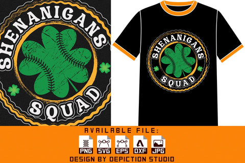 Patrick's Day Shenanigans Squad T-Shirt, Shamrock Shirt, Saint Patrick's Shirt Print Template Sketch DESIGN Depiction Studio 
