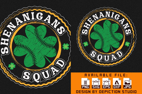 Patrick's Day Shenanigans Squad T-Shirt, Shamrock Shirt, Saint Patrick's Shirt Print Template Sketch DESIGN Depiction Studio 