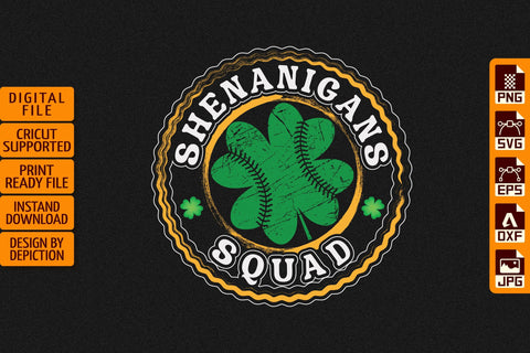Patrick's Day Shenanigans Squad T-Shirt, Shamrock Shirt, Saint Patrick's Shirt Print Template Sketch DESIGN Depiction Studio 