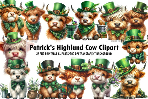 Patrick's Highland Cow Clipart Sublimation Rupkotha 