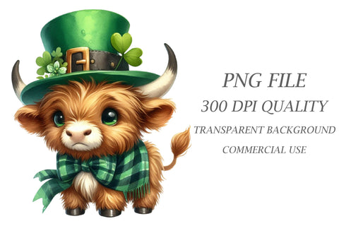Patrick's Highland Cow Clipart Sublimation Rupkotha 