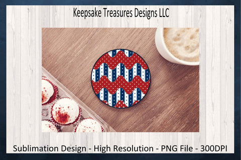 Patriotic 11oz Mug Wrap and Coaster Set, Sublimation PNG, Coaster Template, Red White and Blue Star Theme, Digital Download, Printable PNG Sublimation Keepsake Treasures Designs LLC. 
