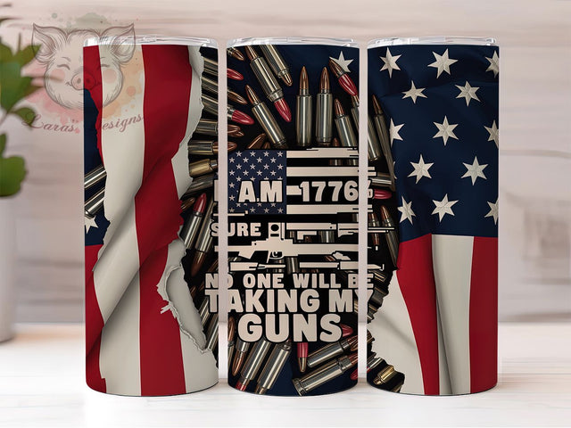 Patriotic 1776% Second Amendment Tumbler, 1776% Tumbler, Second Amendment Tumbler, Gun Rights Tumbler, USA Flag Tumbler, 20oz Sublimation Wrap, Freedom Tumbler Sublimation Lara' s Designs 