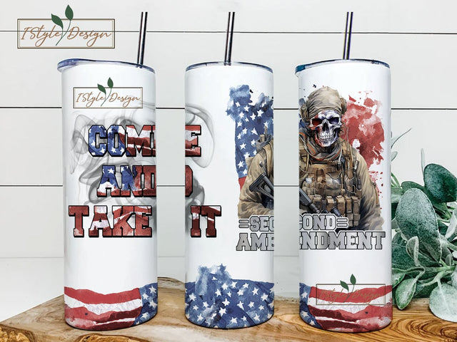 Patriotic 20oz Quencher Tumbler Wrap, Second amendment 20 oz Tumbler Png, 20oz Sublimation Designs, Seamless Png, Come and take it Sublimation iStyleDesign 