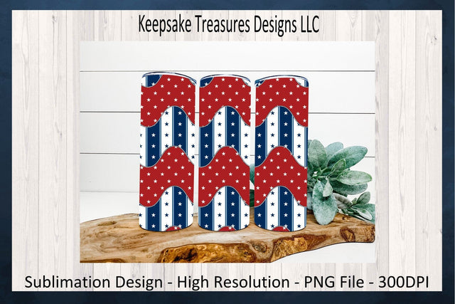 Patriotic 20oz Straight Tumbler Wrap Sublimation PNG, Car Coaster Template, Red White and Blue Star Theme, Digital Download, Printable PNG Sublimation Keepsake Treasures Designs LLC. 