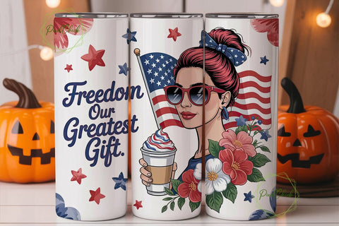 Patriotic 4th of July 20oz Tumbler Wrap Sublimation PixelChick 