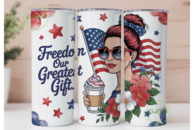 Patriotic 4th of July 20oz Tumbler Wrap Sublimation PixelChick 