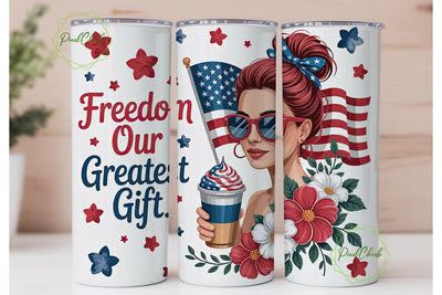 Patriotic 4th of July 20oz Tumbler Wrap Sublimation PixelChick 