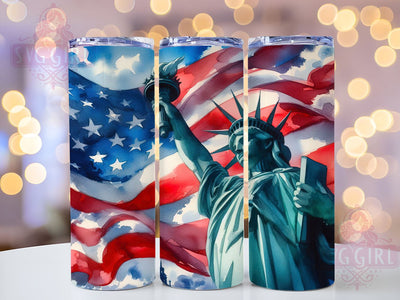 Patriotic 4th of July 20oz USA Tumbler, 4th of July Tumbler, Patriotic Drinkware, Statue of Liberty Cup, 20oz Sublimation, Independence Day Decor, American Pride Tumbler Sublimation SvggirlplusArt 