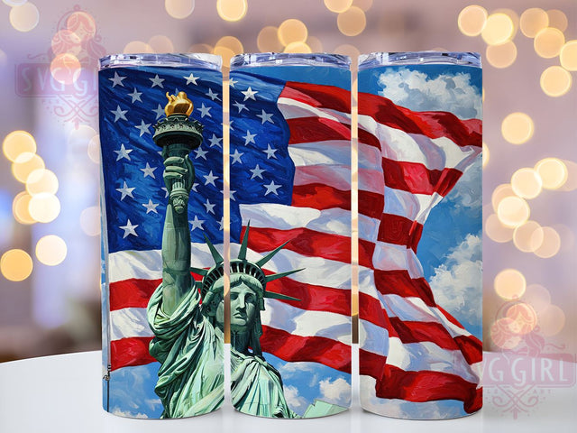 Patriotic 4th of July 20oz USA Tumbler, 4th of July Tumbler, Patriotic Drinkware, Statue of Liberty Cup, 20oz Sublimation, Independence Day Decor, American Pride Tumbler Sublimation SvggirlplusArt 