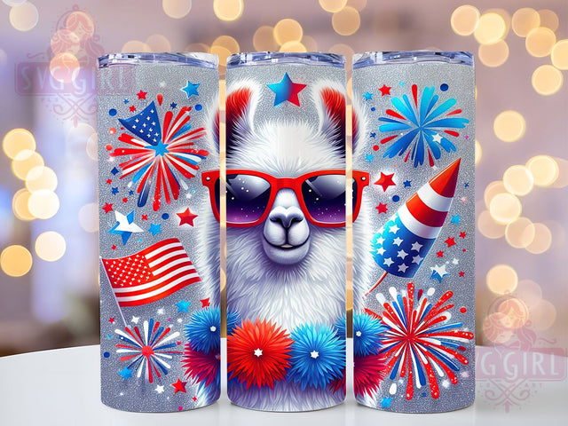 Patriotic 4th of July Alpaca Tumbler, Alpaca Tumbler Design, Glitter Tumbler Wrap, Red White Blue Tumbler, 20oz July 4th Wrap, Patriotic Alpaca Tumbler, USA Independence Day Tumbler Sublimation SvggirlplusArt 