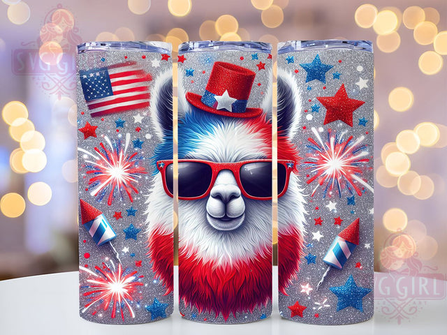 Patriotic 4th of July Alpaca Tumbler, Alpaca Tumbler Design, Glitter Tumbler Wrap, Red White Blue Tumbler, 20oz July 4th Wrap, Patriotic Alpaca Tumbler, USA Independence Day Tumbler Sublimation SvggirlplusArt 