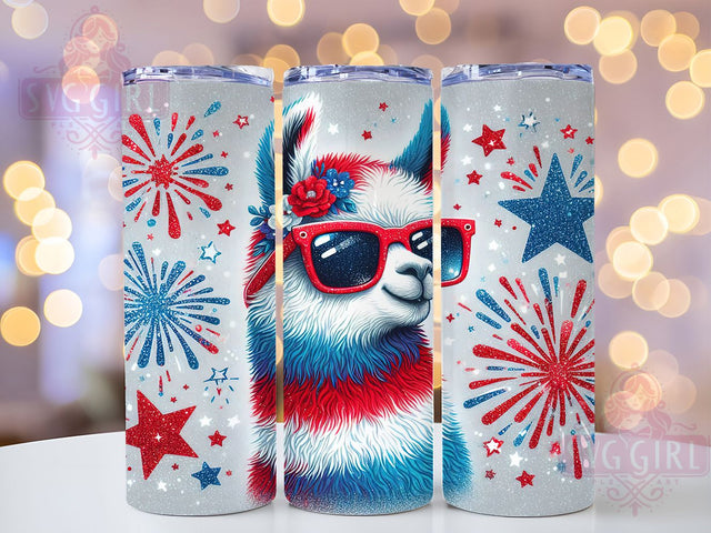 Patriotic 4th of July Alpaca Tumbler, Alpaca Tumbler Design, Glitter Tumbler Wrap, Red White Blue Tumbler, 20oz July 4th Wrap, Patriotic Alpaca Tumbler, USA Independence Day Tumbler Sublimation SvggirlplusArt 
