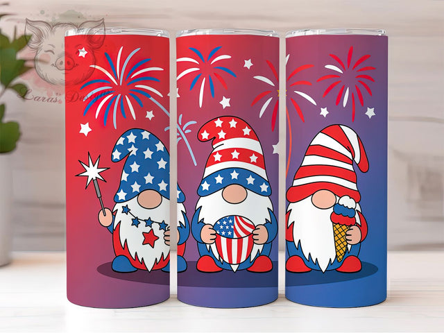Patriotic 4th of July Gnome Tumbler, Patriotic Gnome Wrap, Red White Blue Gnome, Independence Day Gnome, USA Gnome Tumbler, 20oz Skinny Tumbler, Sublimation Tumbler Design Sublimation Lara' s Designs 