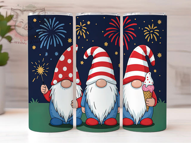 Patriotic 4th of July Gnome Tumbler, Patriotic Gnome Wrap, Red White Blue Gnome, Independence Day Gnome, USA Gnome Tumbler, 20oz Skinny Tumbler, Sublimation Tumbler Design Sublimation Lara' s Designs 