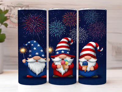 Patriotic 4th of July Gnome Tumbler, Patriotic Gnome Wrap, Red White Blue Gnome, Independence Day Gnome, USA Gnome Tumbler, 20oz Skinny Tumbler, Sublimation Tumbler Design Sublimation Lara' s Designs 