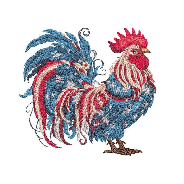Patriotic 4th Of July Independence Day USA America Farm Rooster Embroidery Design, 3 sizes, Instant Download Embroidery/Applique DESIGNS Nino Nadaraia 