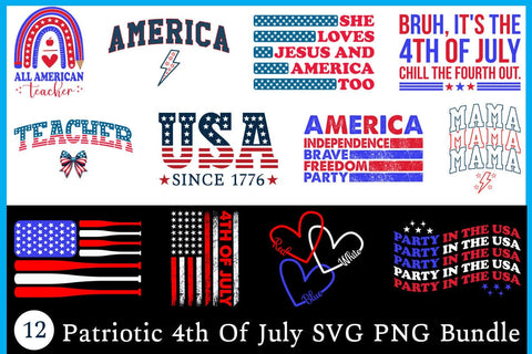 Patriotic 4th Of July SVG PNG Bundle Cut And Print File SVG Creativedesigntee 