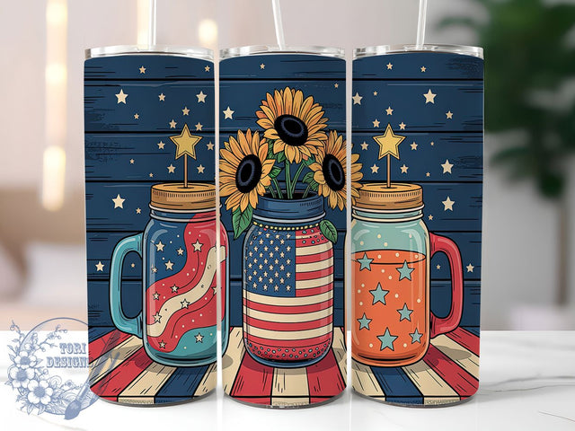 Patriotic 4th of July USA Tumbler, Patriotic Tumbler Design, American Jar Tumbler, USA Flag Tumbler Wrap, Independence Day Tumbler, 20oz Sublimation Wrap, Red White Blue Tumbler Sublimation ToriDesigns 