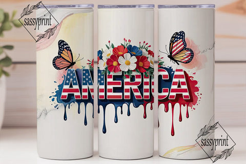 Patriotic America 20oz Tumbler Wrap Sublimation sassyprint 