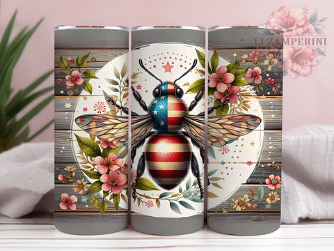 Patriotic America Bee 20oz Tumbler Wrap PNG, American Honey Tumbler Png, Straight & Tapered Tumbler Wrap, Instant Digital Download Sublimation Li Zamperini 