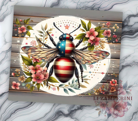 Patriotic America Bee 20oz Tumbler Wrap PNG, American Honey Tumbler Png, Straight & Tapered Tumbler Wrap, Instant Digital Download Sublimation Li Zamperini 