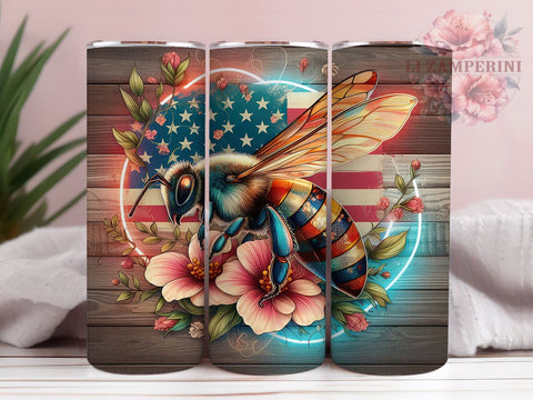 Patriotic America Bee 20oz Tumbler Wrap PNG, American Honey Tumbler Png, Straight & Tapered Tumbler Wrap, Instant Digital Download Sublimation Li Zamperini 