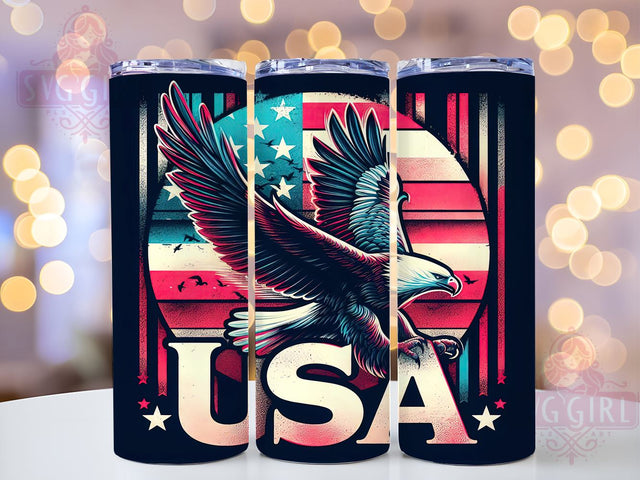 Patriotic American 20oz Tumbler Wrap Sublimation Design, Straight Tapered Tumbler Wrap, Eagle USA Flag Tumbler Png, Instant Digital Download Sublimation SvggirlplusArt 