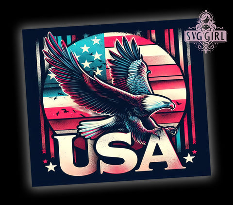 Patriotic American 20oz Tumbler Wrap Sublimation Design, Straight Tapered Tumbler Wrap, Eagle USA Flag Tumbler Png, Instant Digital Download Sublimation SvggirlplusArt 