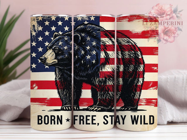 Patriotic American Bear Tumbler Wrap, Patriotic Wildlife Design, Freedom Bear Art, USA Nature Cup, Wilderness Spirit Gift, American Pride Wrap, Mountain Life Sublimation Sublimation Li Zamperini 