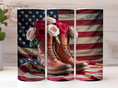 Patriotic American Boots Tumbler, Boots Tumbler, Stylish 20oz Wrap, Sublimation Design, Trendy Gift Idea, Patriotic Boots Wrap, Rustic Flag Tumbler Sublimation Lara' s Designs 