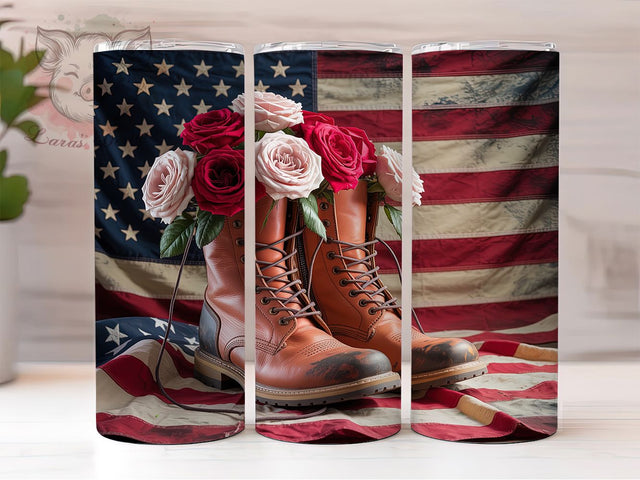 Patriotic American Boots Tumbler, Boots Tumbler, Stylish 20oz Wrap, Sublimation Design, Trendy Gift Idea, Patriotic Boots Wrap, Rustic Flag Tumbler Sublimation Lara' s Designs 