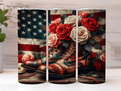 Patriotic American Boots Tumbler, Boots Tumbler, Stylish 20oz Wrap, Sublimation Design, Trendy Gift Idea, Patriotic Boots Wrap, Rustic Flag Tumbler Sublimation Lara' s Designs 