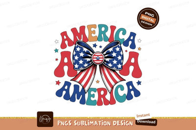 Patriotic American Bow Ribbon Stars Stripes image Sublimation Designangry 
