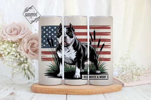 Patriotic American Bully 20oz Tumbler Sublimation sassyprint 