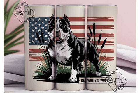 Patriotic American Bully 20oz Tumbler Sublimation sassyprint 