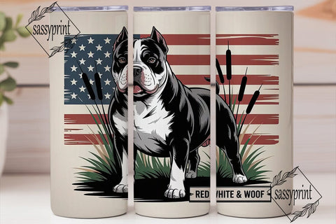Patriotic American Bully 20oz Tumbler Sublimation sassyprint 