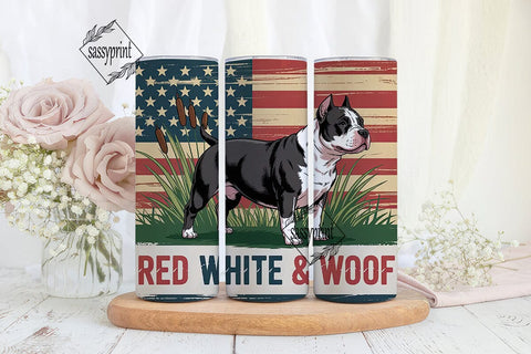 Patriotic American Bully 20oz Tumbler Sublimation sassyprint 