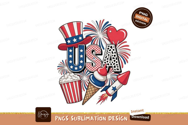 Patriotic American Celebration Elements fireworks Sublimation Designangry 