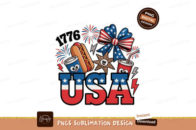 Patriotic American celebration with food and fireworks Sublimation Designangry 